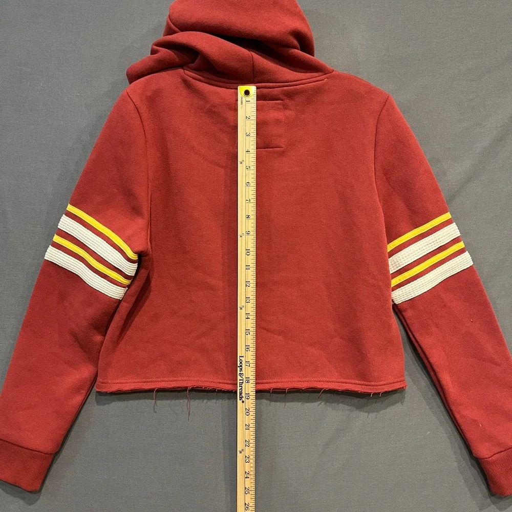 Colosseum USC Trojans Hoodie Womens M Red Cropped Raw Hem Pullover Sweatshirt - Picture 7 of 7